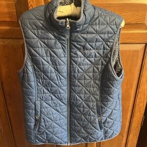 Free Country size Large Reversible Faux Fur Warm Dark Blue Puffer Vest